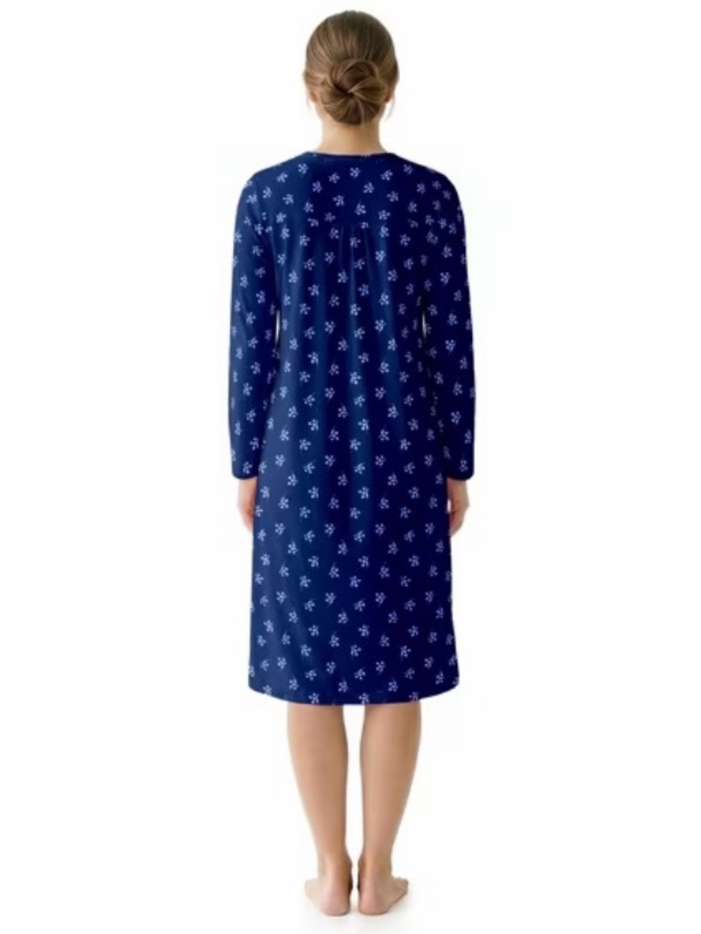 Women's Long Sleeve Nightgown - Navy Floral - Picture 3 of 3